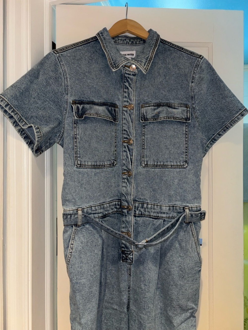 Steve Madden Light Wash Denim Jumpsuit - Picture 5 of 6